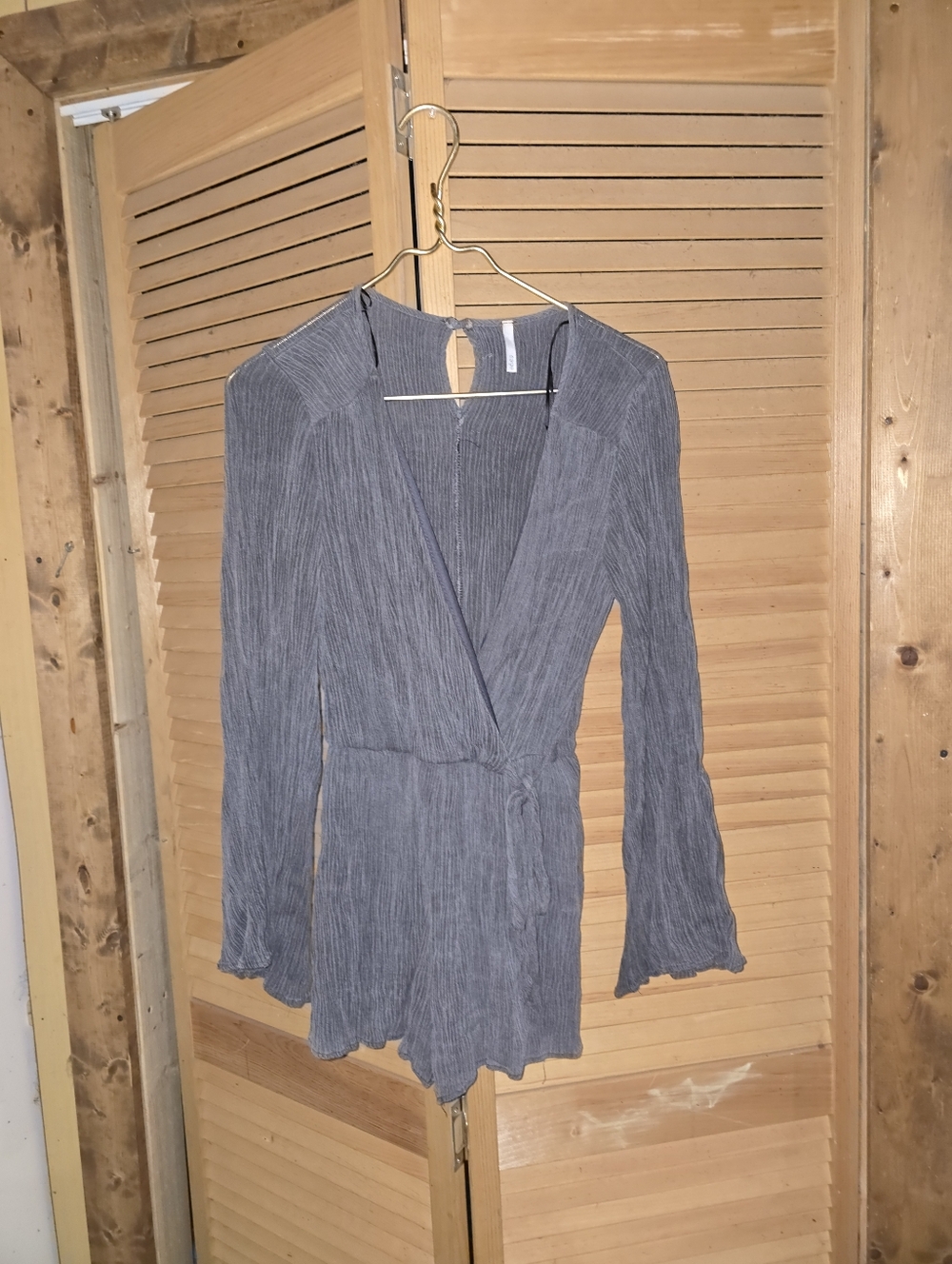 Gray Wrap Romper with Tie Waist From Sage Size Medium